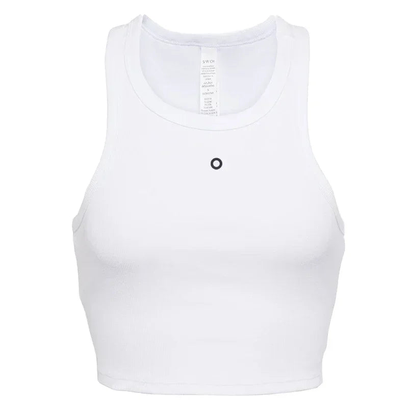 Cotton Sleeveless Tank Top for Women Summer New White Slim Yoga Fitness Vest Leisure Running Gym Breathable Pilates Tank Top