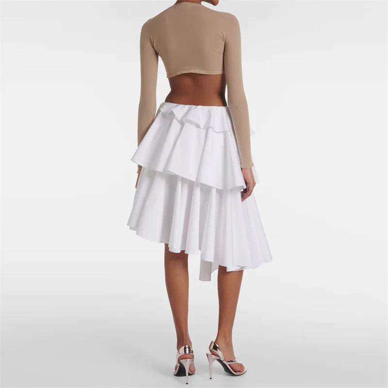 Women's skirt New irregular ruffle edge slim fit women's half skirt for summer 2025 High waist slim pure cotton long skirt y2k
