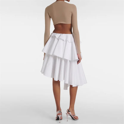 Women's skirt New irregular ruffle edge slim fit women's half skirt for summer 2025 High waist slim pure cotton long skirt y2k