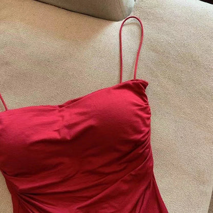 Sleeveless Tees Tank Tops For Women Camisole Vest Cropped Top Slim Fit Solid Color Spaghetti Strap Built In Bra Women Clothes