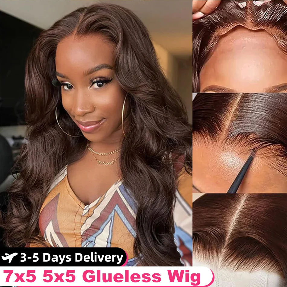 Wear And Go Glueless Wig Human Hair 7x5 5x5 HD Lace Closure Wigs Straight Body Wave Human Hair Wigs Lace Front Ready To Go