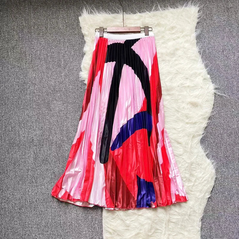 2025 Satin Long Skirts for Women Draped High Waist Midi Skirt Woman Summer Straight Women's Skirt Holiday Beach Women Skirt