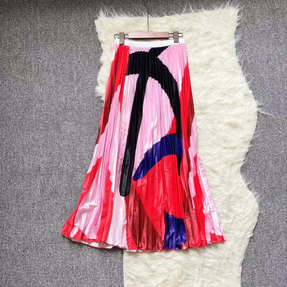 2025 Satin Long Skirts for Women Draped High Waist Midi Skirt Woman Summer Straight Women's Skirt Holiday Beach Women Skirt
