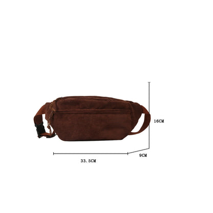 Women Waist Bag Fashion New Student Shoulder Crossbody Bag Corduroy Niche Chest Bag Banana Belt Bags Ladies Handbag