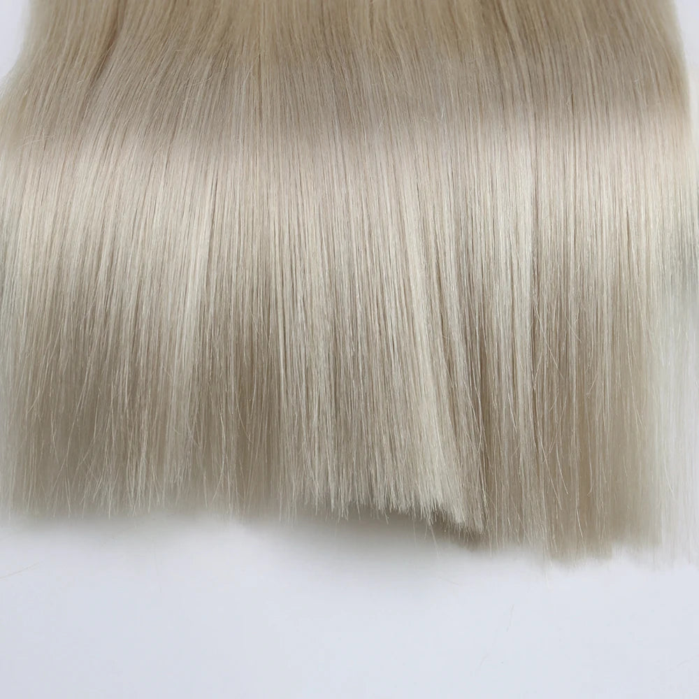 Moresoo Human Hair Bundles Weave in Double Wefted Machine Remy Hair Balayage Hair Pieces for Women Straight Weft Hair Extension