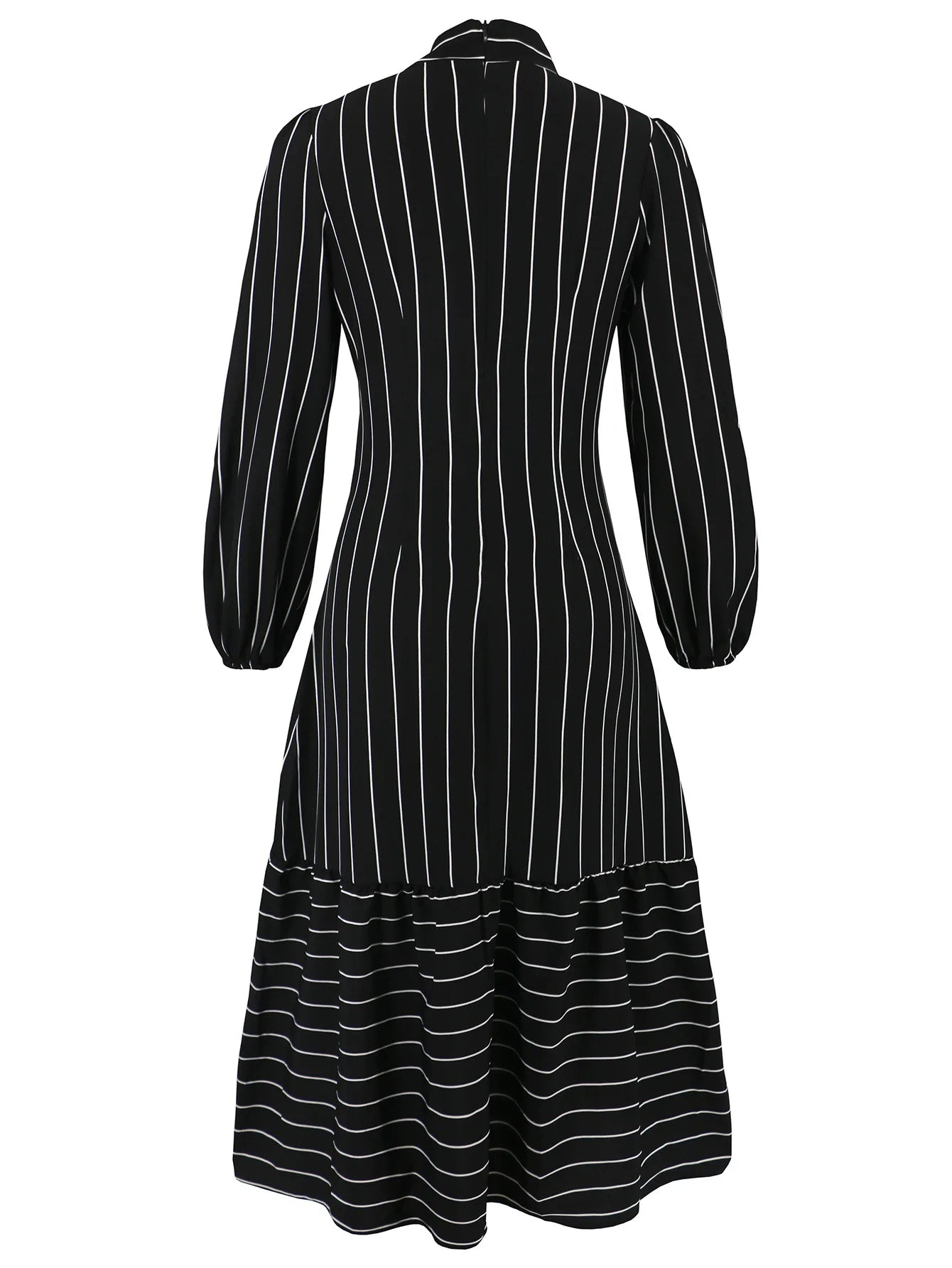 Women's Dresses Formal Fashion Office Lady Professional High-end Stand-up Collar Thin Striped Party Dress Vestidos De Mujer