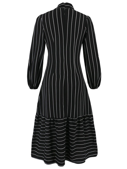 Women's Dresses Formal Fashion Office Lady Professional High-end Stand-up Collar Thin Striped Party Dress Vestidos De Mujer