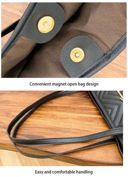 Women's Bag Fashion Large Capacity Tote Bag Wavy Grain Daily Commute Handbag two-piece