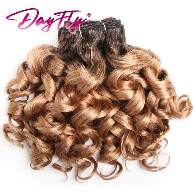 Brazilian Hair Weave Bundles 100% Human Hair Bundles Short Curly Hair Bundles 8Inch 6 Bundles Colored Hair Extensions For Women
