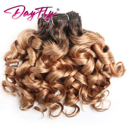 Brazilian Hair Weave Bundles 100% Human Hair Bundles Short Curly Hair Bundles 8Inch 6 Bundles Colored Hair Extensions For Women