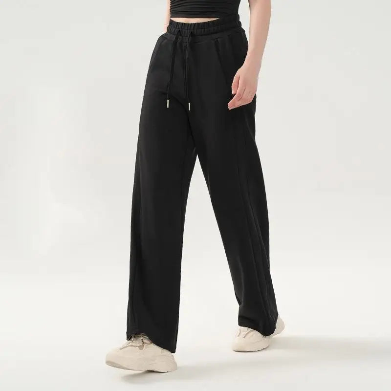 Women's Yoga Pant Autumn Winter Loose Fit Wide Leg Pants Commuting Fitness Drawstring Casual Trousers