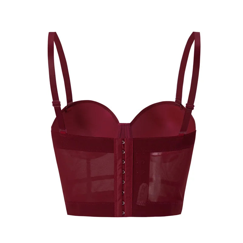 Top Women Bra Bandeau Corset Underwear Sexy Sleeveless with Chest Pad Ladies Y2K Lace Tank Tops Wrapped Vest Tube Top Cropped