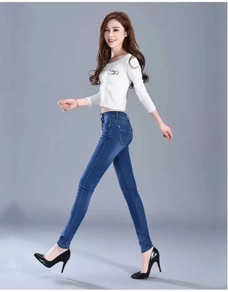 2023 New Jeans For Women Skinny High Waist Stretch Waist Feminino Pants Female denim Blue Black Trousers Pencil Jeans
