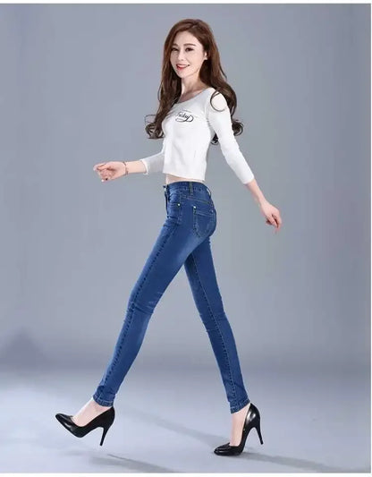 2023 New Jeans For Women Skinny High Waist Stretch Waist Feminino Pants Female denim Blue Black Trousers Pencil Jeans