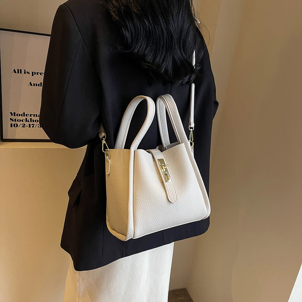 Stylish Bucket Bag for Women with Magnetic Closure Crafted from Durable PU Leather Ideal for Work and Travel Use