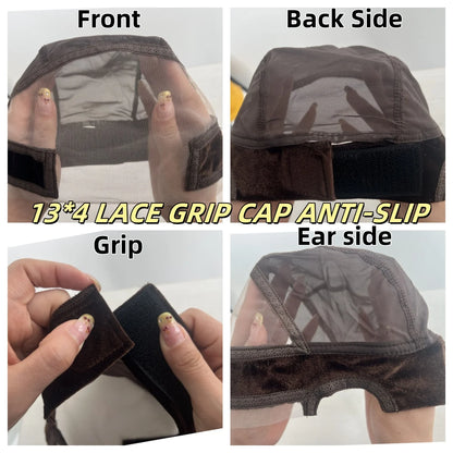 Wig Cap with Grip Band for Keeping Wigs in Place, More Full Cap-wide Transparent Lace for Lace Front Wigs