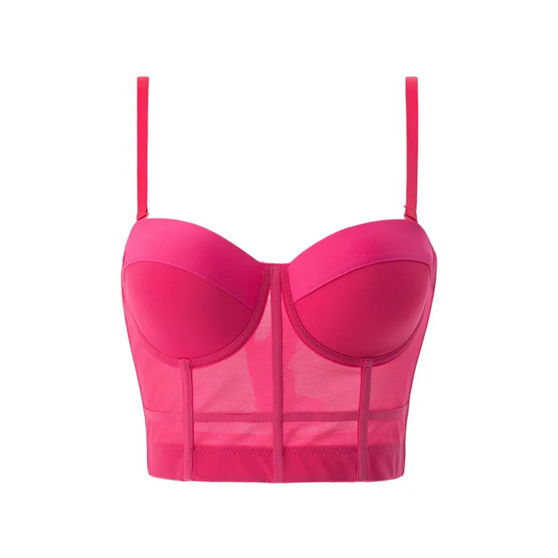 Top Women Bra Bandeau Corset Underwear Sexy Sleeveless with Chest Pad Ladies Y2K Lace Tank Tops Wrapped Vest Tube Top Cropped