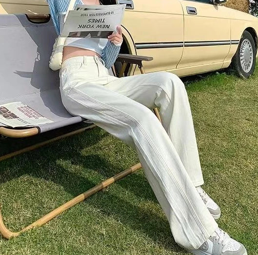 Denim Pants Woman High Waist Shot Straight Leg Trousers Jeans for Women with Pockets Office Retro Fashion Casual Luxury Designer