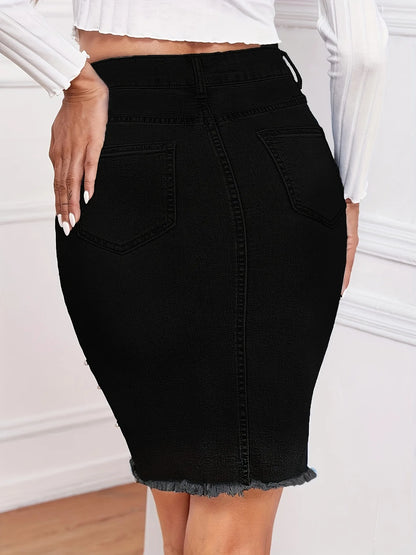 Women's Casual Jean Skirt High Waist Stretch Denim Skirts