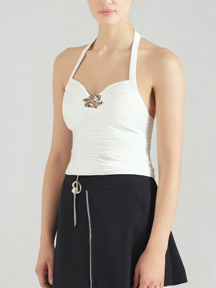 Women's Vest Top New Solid Sexy Summer Streetwear Fashion Halter Tank Casual Slim Elegant Female Versatile Knitted Tank Clothing