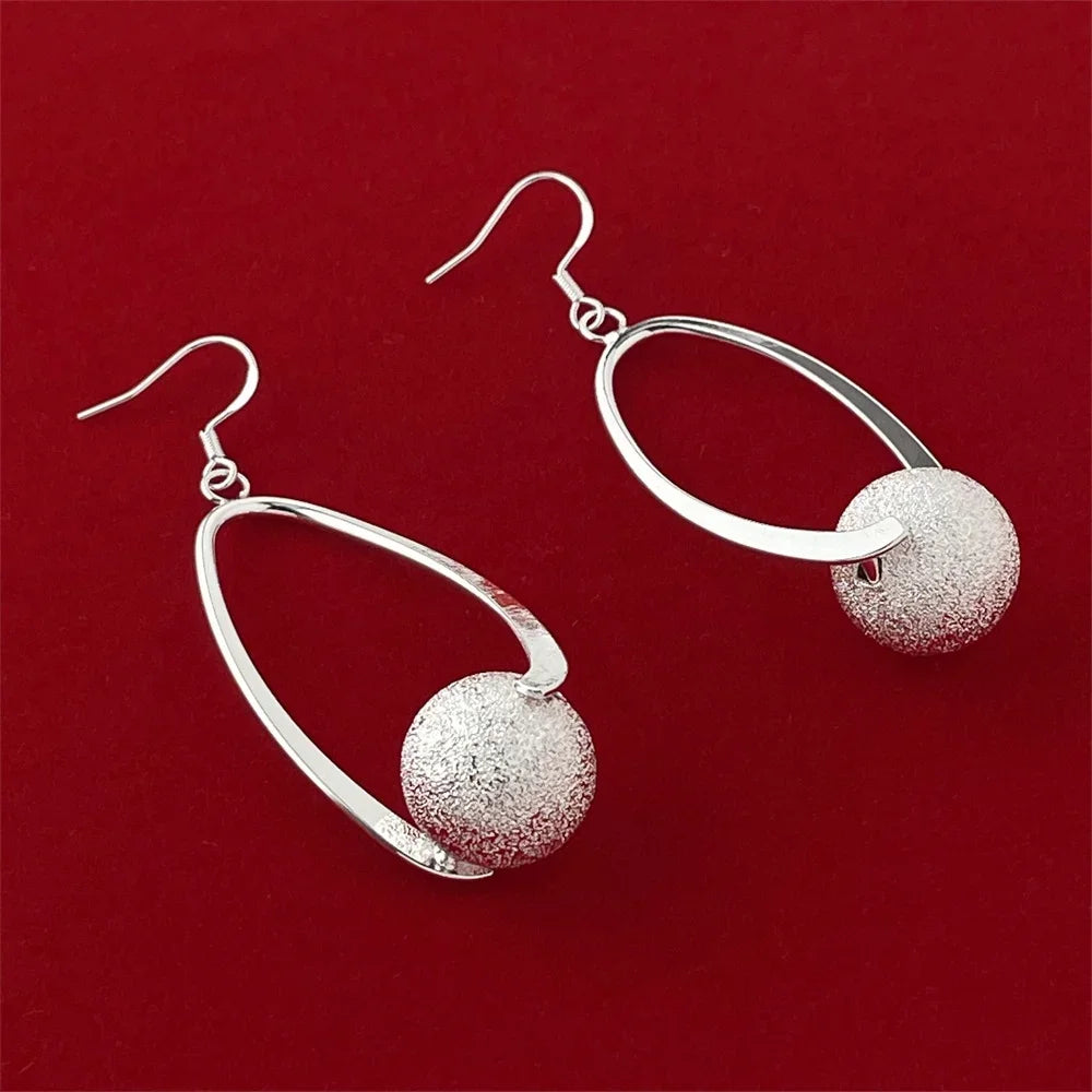 925 Sterling Silver Fashion Beaded Earrings Suitable for Women to Wear on Important Occasions