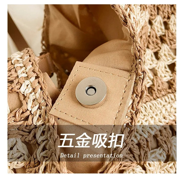 Women Weaving Clutches knit bag Large Portable Shoulder Bag Summer Beach Purses Shopper Satchel Female Tote Bags Handbags