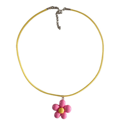 Colorful Flower Necklace Statement Pendant Necklace Floral Design Neck Jewelry Rope Necklace Perfect Gift for Women Girl