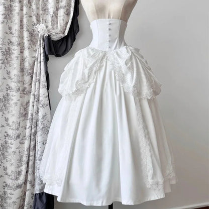 Japanese Skirts for Women 2025 Faldas Mujer De Moda High Waist A-line Jupe Lolita Style Patchwork Lace Vintage Long Skirt 49C903