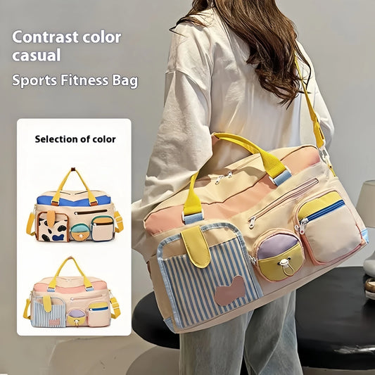 Women's Gym Tote Bags - Gym bags, large capacity sports bags for yoga, travel and fitness essentials - stylish design-tan