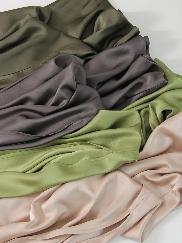 Long Satin Skirts For Women Summer High Quality Skirt With Slit On The Side Silk Elegant Black Maxi Luxury Women's Skirts 2025