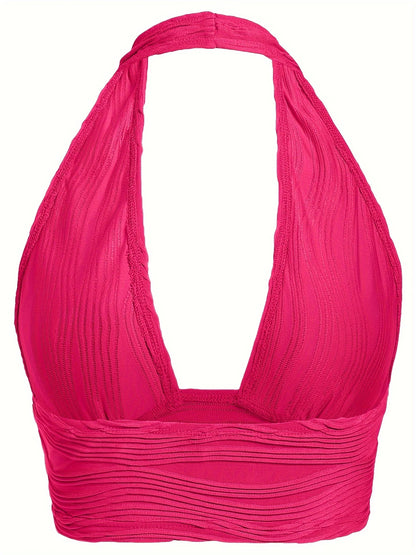 Sexy Crop Tops for Women Deep V Neck Back Cutout Sleeveless Plunge Racerback Tank Cropped Top