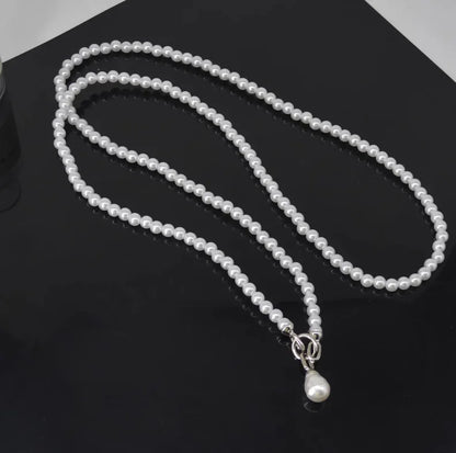 Pearl Beaded Long Necklace for Women Girls Big Pendant Collares Evening Dress Decorations Chain Elegant Jewelry Gifts