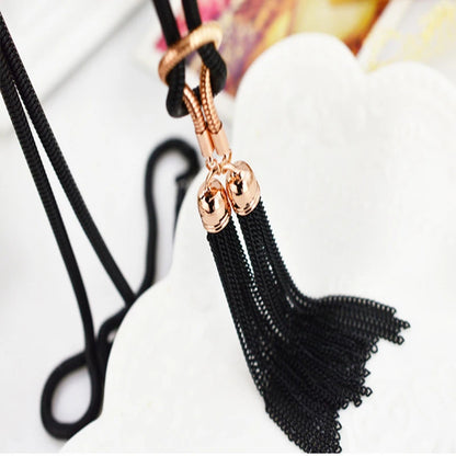 Elegant Female Fashion Pendant Necklace Tassel Long Winter Sweater Chain Necklace Women Geometric Twisted Necklaces Jewelry Gift