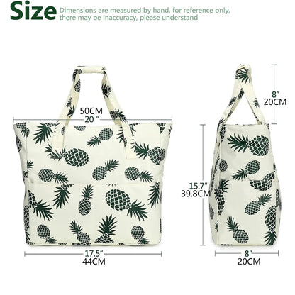 Beach Tote Bag Women，Foldable Travel Bag with Anti-Sand Pocket Lightweight Storage Bag for Gym/Shopping Packable in Carry-On