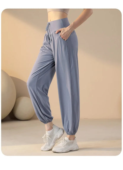 Women's Casual Loose Yoga Pants Dance Running Outdoor Sports Long Trousers Qui Dry Breathable Comfortable Sweatpants