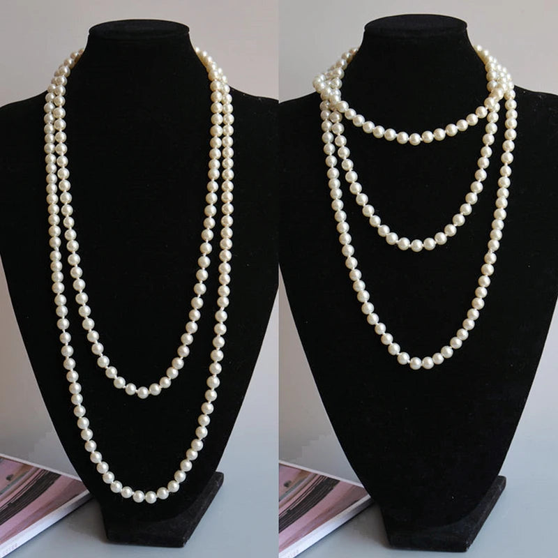 2025 New Fashion Women Jewelry Pearl Bead Necklace Long Sweater Chain Necklace For Women Dress Accessories Gift For Girl Mother