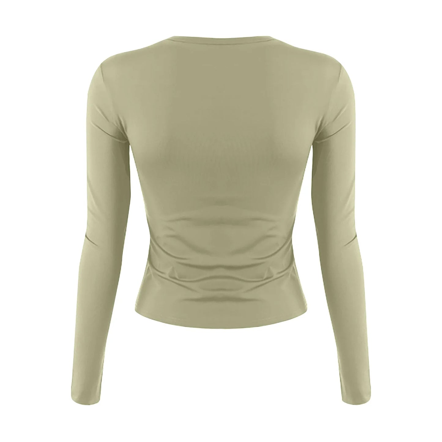 Women's Fashion Solid Colour Round Neck Long Sleeve T-Shirt Top Tops for Women Womens Tops and Blouses Trendy Womens Summer Tops