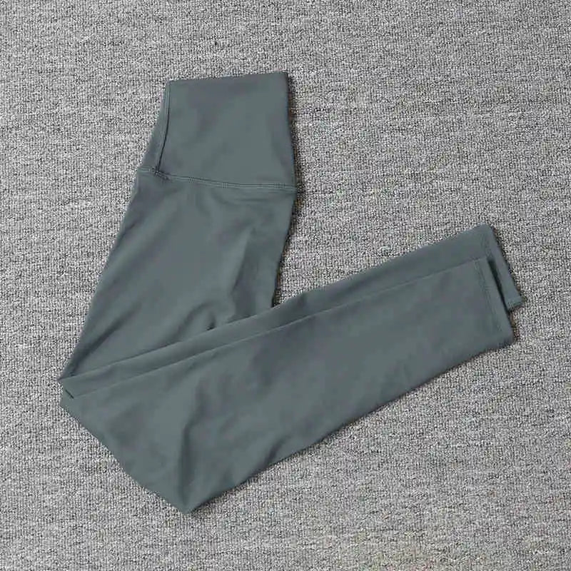 Women's High Waist Yoga Pants Nude Stretch Slim Fitness Sports Pants Peach Hip Yoga Tights