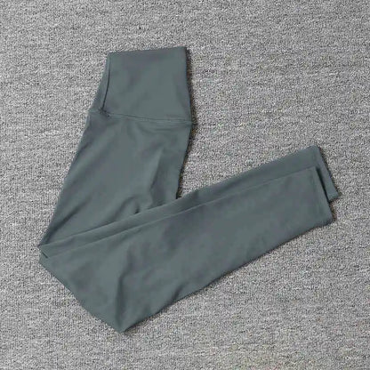 Women's High Waist Yoga Pants Nude Stretch Slim Fitness Sports Pants Peach Hip Yoga Tights