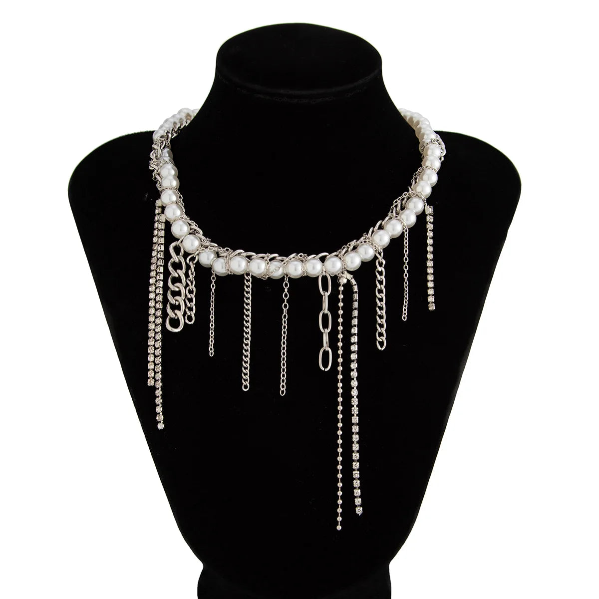 Necklaces for Women Heart-shaped Cross Imitation Pearl Tassel Long Necklace Colliers Femmes Girl Stuff