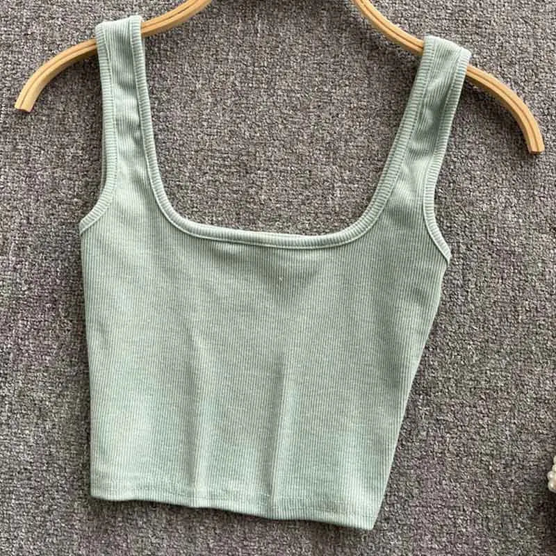 Tank Top Women Sexy Backless Y2k Top Slim Fit Bottoming Blouse Solid Crop Top Sleeveless Camis Mujer