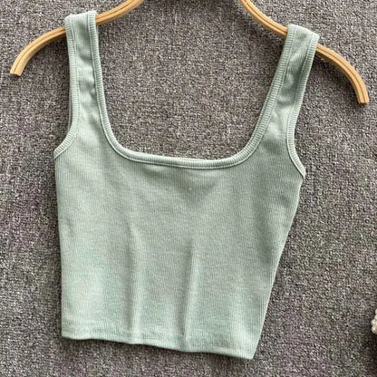 Tank Top Women Sexy Backless Y2k Top Slim Fit Bottoming Blouse Solid Crop Top Sleeveless Camis Mujer