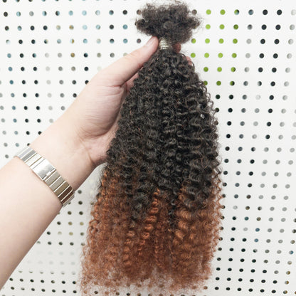 Human Hair No Weft 4C Afro Kinky Curly Virgin Brazilian Human Hair Extensions Weave Bundles Weaving for African Black Women 16"