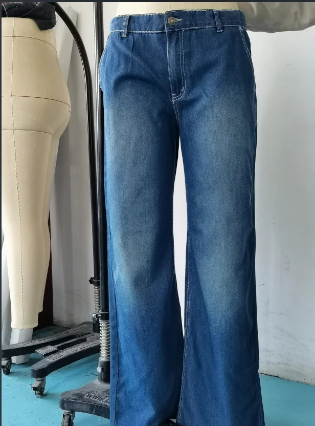 Denim Women's Pants New Pants for Women 2025 Summer Retro Fashion Casual Straight Leg Wide Leg Women's Popular Jeans Streetwear