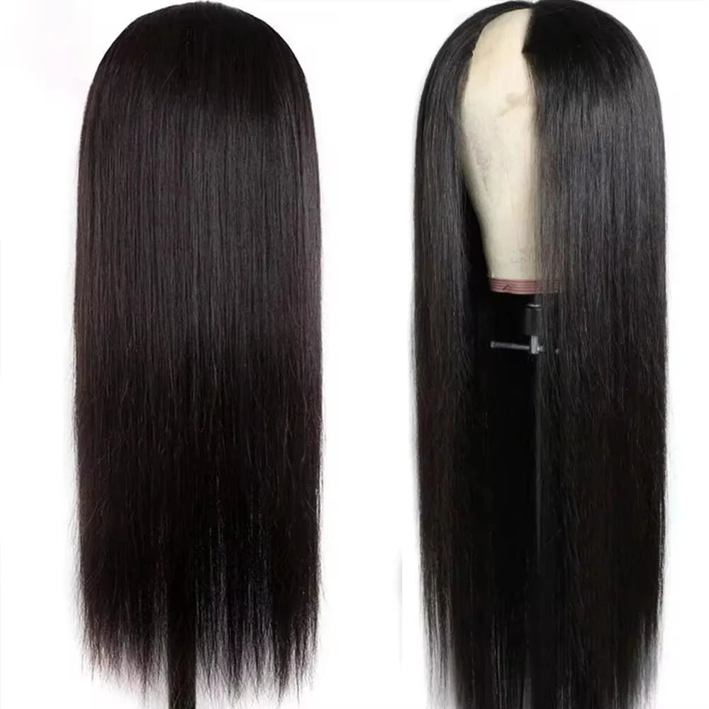 V Part Wig Straight Long Human Hair Wigs Mongolian Straight V Part Human Hair Wigs V Part Machine Made Wigs No Leave Out