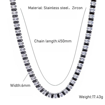 Tennis Necklaces Set for Women Girls,Hip Hop Black White Square Zircon Collars, Chic Jewelry Set Gifts to Mom Wife GF