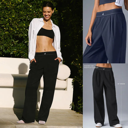 AL Yoga Pants Suit Up Trouser Sports Women's High Waisted Straight Leg Wide Pants Versatile Soft Crop Finesse Short Sleeve