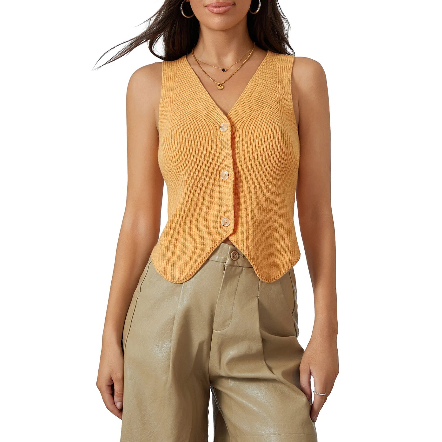 Top for Women Fashion V-Neck Summer Tank Tops Knitted Cardigan Clothing Crop Tops 2025 Basic Camisole for Female