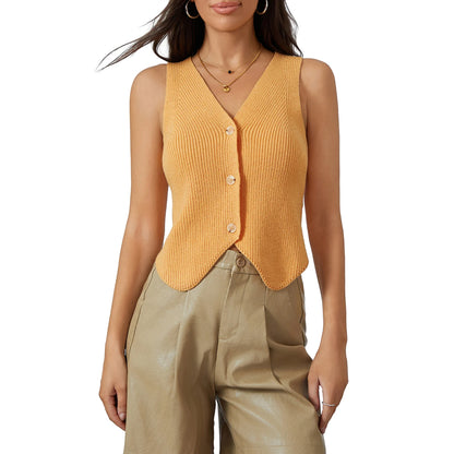 Top for Women Fashion V-Neck Summer Tank Tops Knitted Cardigan Clothing Crop Tops 2025 Basic Camisole for Female