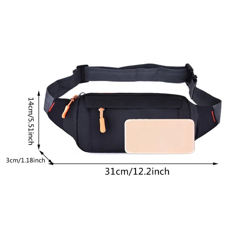 Men's and Women's Universal Models Waist Bag Fashion Crossbody Bags Sports Cell Phone Bags Solid Color Large Capacity Chest Bag
